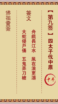 佛祖灵签 第9签:四太子伐中原 中平签